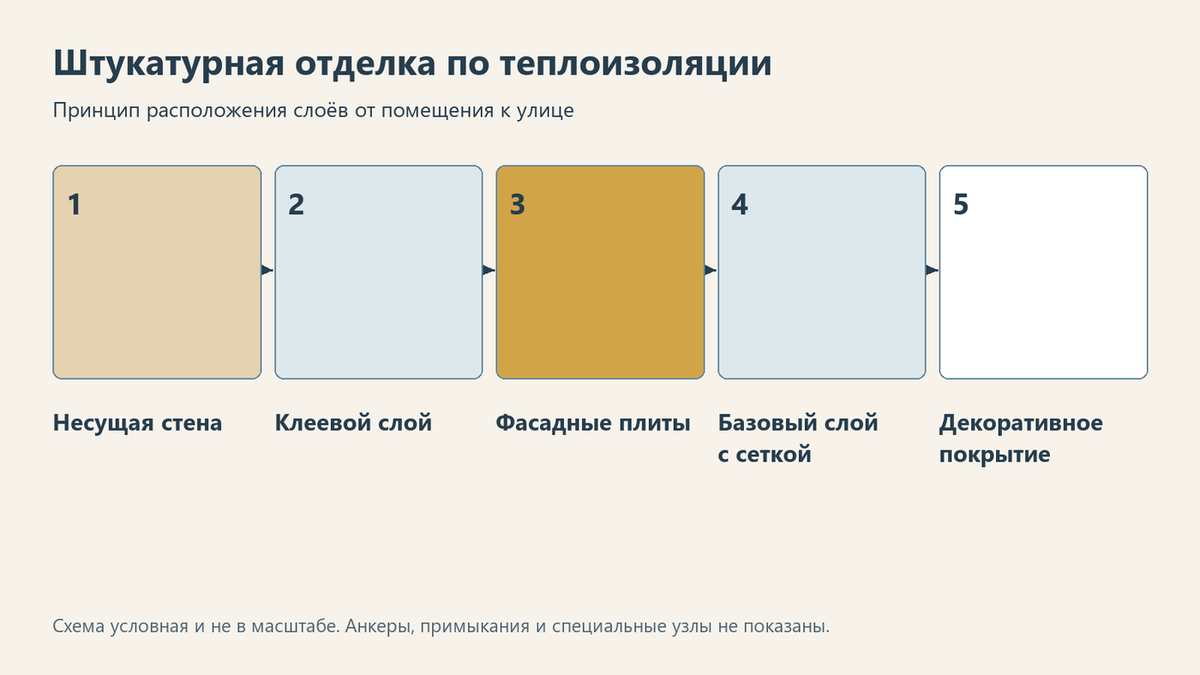 Пять основных слоёв штукатурного фасада