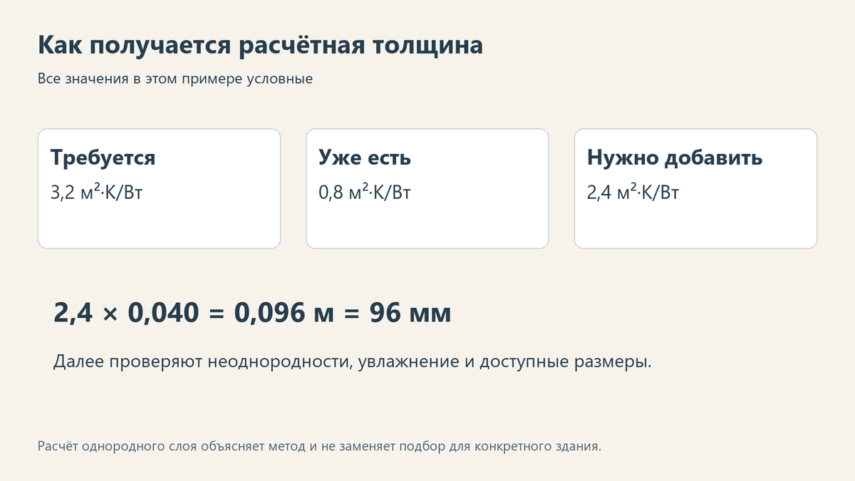 Учебный пример получения толщины 96 мм