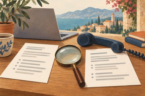 Сравнение двух информационных листов с лупой