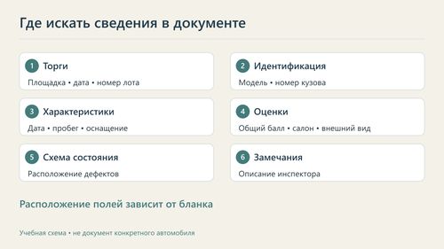 Основные информационные блоки документа осмотра