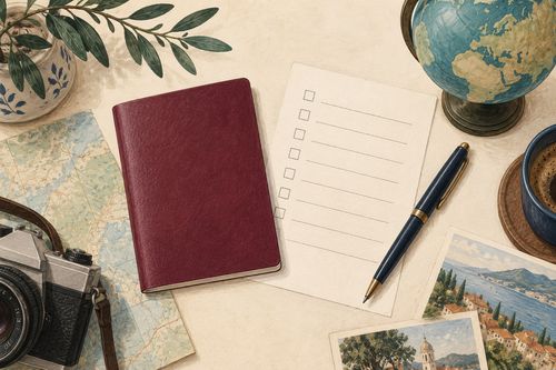Папка для подготовки документов, ручка и условная паспортная книжка