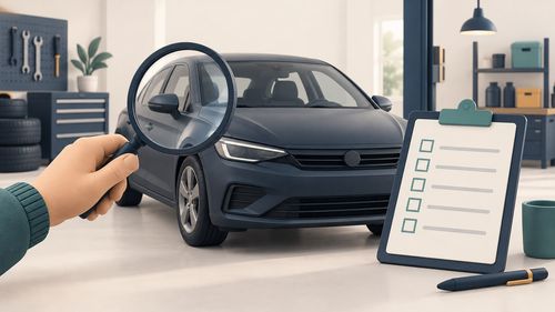 Осмотр выбранной машины и проверка документов