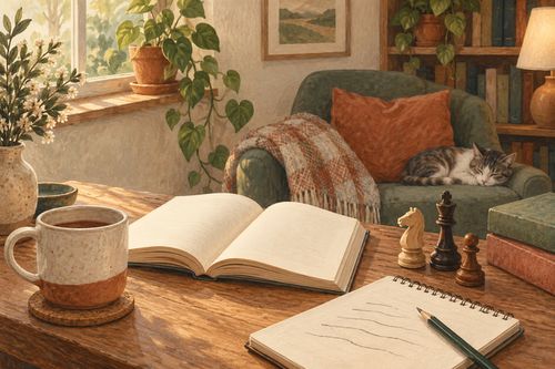 Открытая книга блокнот и шахматные фигуры вне доски