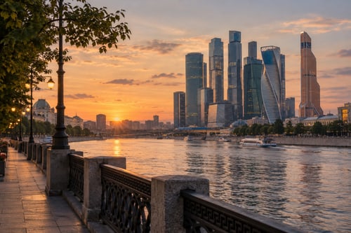 Панорама Москва-Сити с набережной