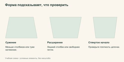 Три схематические формы образца с сужением, расширением и стянутым нижним краем