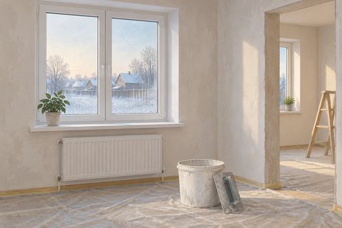 Окно в доме после мокрых отделочных работ