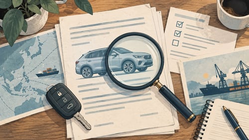 Проверка условных автомобильных документов с лупой