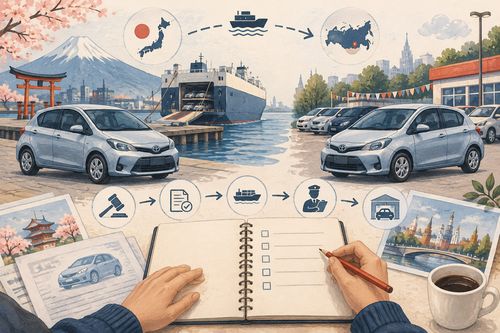 Сопоставимые автомобили у порта и на местной площадке
